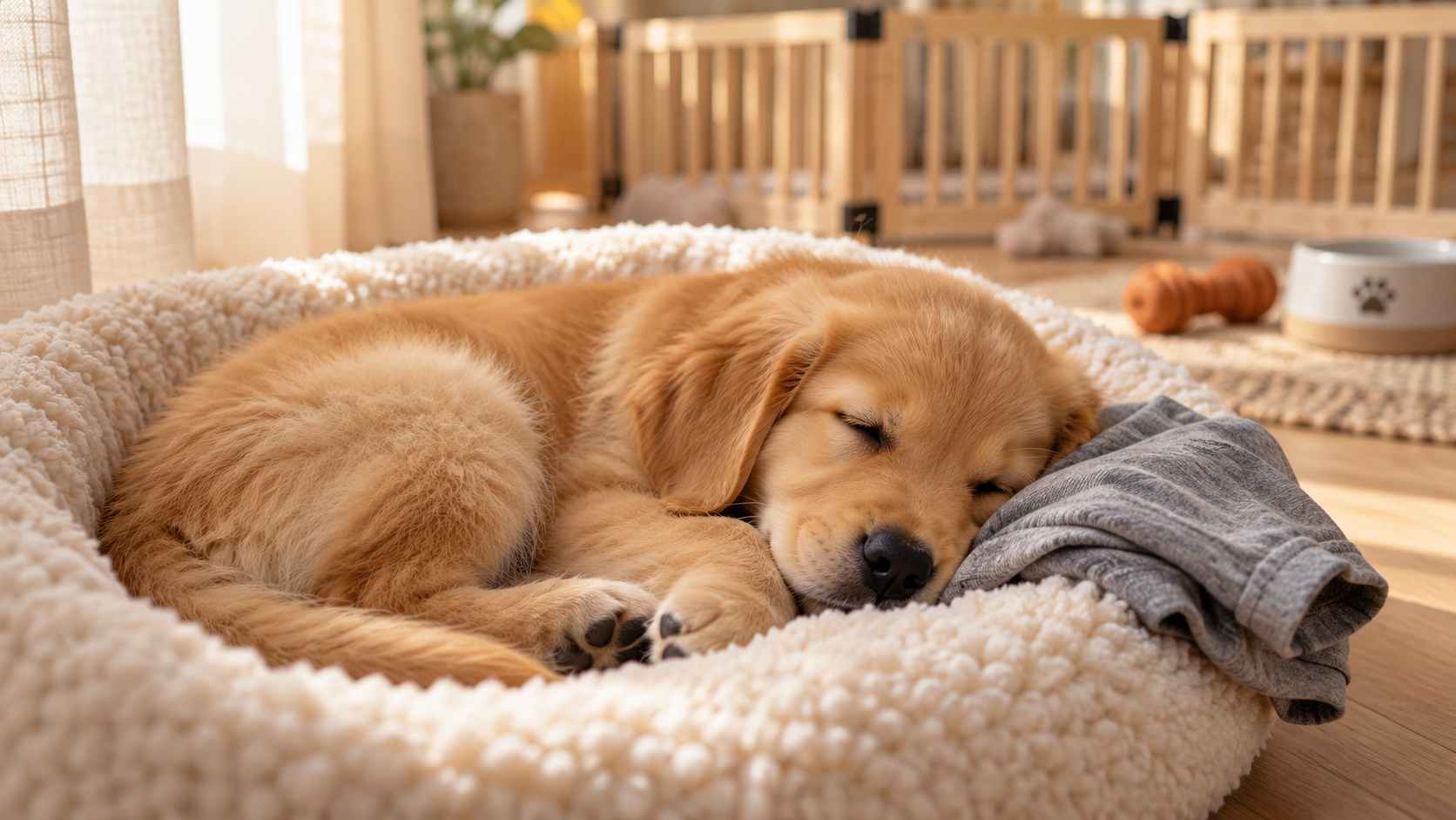 Não é birra: por que seu cachorro chora sozinho e como acalmá-lo de vez 4 filhote que chora quando fica sozinho dormindo tranquilo com camiseta do tutor na caminha