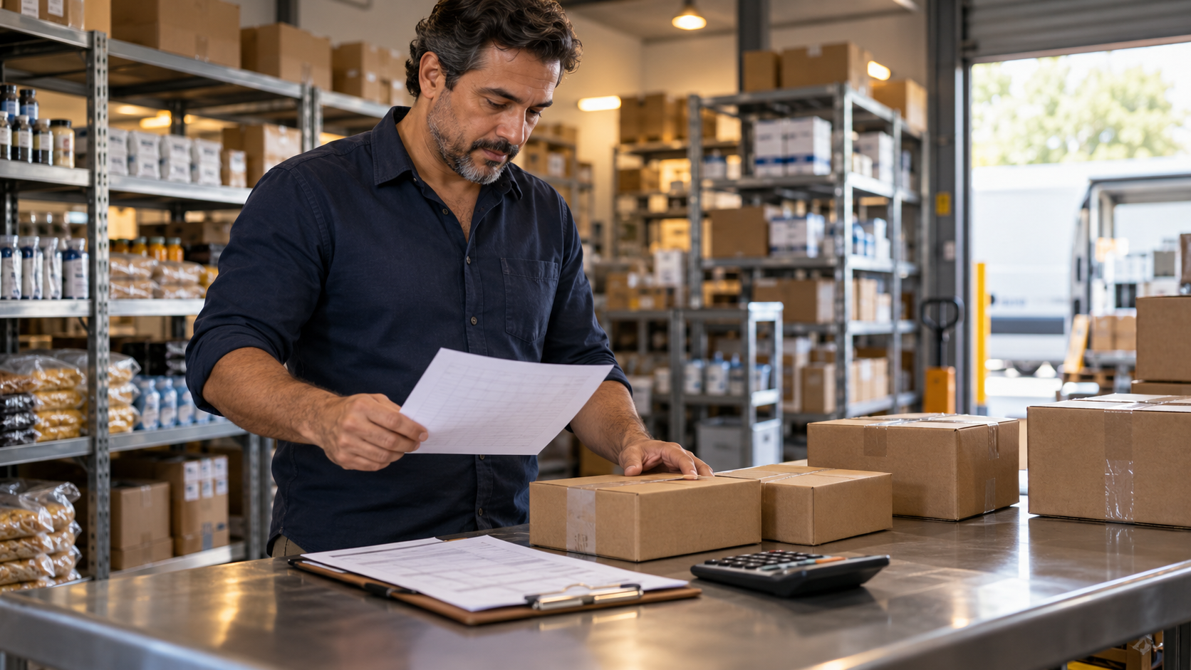 Calcule o markup certo e elimine o preço que esconde seu prejuízo 3 Empresário conferindo a planilha de markup do estoque em sua distribuidora